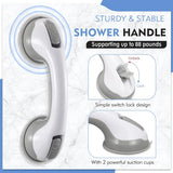 Vessgra 2-Pack Shower Grab Bars for Seniors, 250 LB Heavy Duty Suction Cup Handles, Non-Slip Bathroom Safety Handrail for Elderly, Handicap, Shower, Bathtub