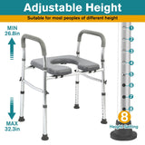 vessgra 3-in-1 Raised Toilet Seat with Padded Cushion, Adjustable Height Shower Chair & Safety Frame, 300 lbs Capacity for Seniors, Disabled, Pregnant