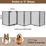 Metal Freestanding Dog Gates with Door,Extra Wide 24", 32" Height Foldable Dog Fence for Indoor & Outdoor, Heavy Duty Freestanding Pet Barrier for Stairs, Doorways, Halls, Kitchen,Yard,Christmas Tree