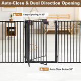 Metal Freestanding Dog Gates with Door,Extra Wide 24", 32" Height Foldable Dog Fence for Indoor & Outdoor, Heavy Duty Freestanding Pet Barrier for Stairs, Doorways, Halls, Kitchen,Yard,Christmas Tree