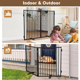 Metal Freestanding Dog Gates with Door,Extra Wide 24", 32" Height Foldable Dog Fence for Indoor & Outdoor, Heavy Duty Freestanding Pet Barrier for Stairs, Doorways, Halls, Kitchen,Yard,Christmas Tree