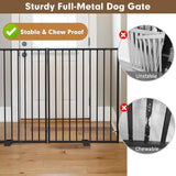 Metal Freestanding Dog Gates with Door,Extra Wide 24", 32" Height Foldable Dog Fence for Indoor & Outdoor, Heavy Duty Freestanding Pet Barrier for Stairs, Doorways, Halls, Kitchen,Yard,Christmas Tree