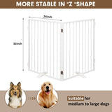 Metal Freestanding Dog Gates with Door,Extra Wide 24", 32" Height Foldable Dog Fence for Indoor & Outdoor, Heavy Duty Freestanding Pet Barrier for Stairs, Doorways, Halls, Kitchen,Yard,Christmas Tree