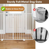 Metal Freestanding Dog Gates with Door,Extra Wide 24", 32" Height Foldable Dog Fence for Indoor & Outdoor, Heavy Duty Freestanding Pet Barrier for Stairs, Doorways, Halls, Kitchen,Yard,Christmas Tree