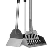 Dog Pooper Scooper,Tray and Rake Set Poop Scooper for Dogs, Adjustable Long Handle Metal Pooper Scooper with Bin for Pet Waste Removal, No Bending Clean Up for Medium and Large Dogs