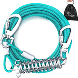 Furggis Tie Out Cable for Dogs Outside,20 FT Chew Proof Dog Runner for Yard, Dog Tie Out Cable for Dogs Up to 125lbs - Ice Blue