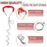 Dog Stake and Tie Out Cable with Spring for Medium Large Dog - Red, 125lbs 10ft