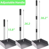 Dog Pooper Scooper,Tray and Rake Set Poop Scooper for Dogs, Adjustable Long Handle Metal Pooper Scooper with Bin for Pet Waste Removal, No Bending Clean Up for Medium and Large Dogs