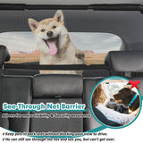 Dog Car Barrier Escape-Proof, 46" Wide Car Divider for 3rd Row Seats & Cargo Area, Durable Cargo Area Dog Car Gate Trunk Barrier with See Through Net Mesh for Small Sized SUV & Vehicles Or Hatchback