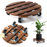 vessgra 2-Pack Wooden Plant Caddy with Lockable Wheels, 12-Inch Pine Wood Rolling Plant Stand, 170 lbs Capacity, 360° Swivel, Indoor Outdoor Pot Stand