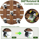 IdleHippo 2-Pack 12-Inch Wooden Plant Caddies with 360° Lockable Wheels, Rolling Pot Stands, Up to 170 lbs Each