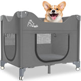 Beside Dog Bed,Adjustable Height Dog Bunk Beds,27.5''x 18''Metal Dogs Bed Frame with Washable Removable Corduroy Cover,Memory Foam Pet Bed with Sides