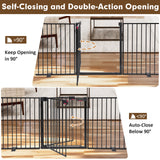 52" Extra Wide Dog Gate, Heavy Duty Metal Freestanding Dog Gate with Door for Indoor & Outdoor, Foldable Pet Fence for Stairs, Doorways,House,Porch,Deck,Yard, Auto Close