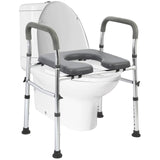 vessgra 3-in-1 Raised Toilet Seat with Padded Cushion, Adjustable Height Shower Chair & Safety Frame, 300 lbs Capacity for Seniors, Disabled, Pregnant