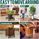 vessgra 2-Pack Wooden Plant Caddy with Lockable Wheels, 12-Inch Pine Wood Rolling Plant Stand, 170 lbs Capacity, 360° Swivel, Indoor Outdoor Pot Stand
