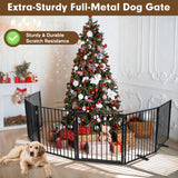 52" Extra Wide Dog Gate, Heavy Duty Metal Freestanding Dog Gate with Door for Indoor & Outdoor, Foldable Pet Fence for Stairs, Doorways,House,Porch,Deck,Yard, Auto Close