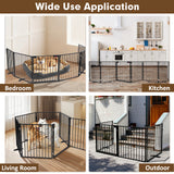 52" Extra Wide Dog Gate, Heavy Duty Metal Freestanding Dog Gate with Door for Indoor & Outdoor, Foldable Pet Fence for Stairs, Doorways,House,Porch,Deck,Yard, Auto Close