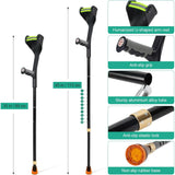 Vessgra Adjustable Forearm Crutches for Adults, Lightweight Foldable Aluminum Walking Crutches with Ergonomic Handle, 10-Level Height, Anti-Drop Cuff & Non-Slip Tips (1 Pair)