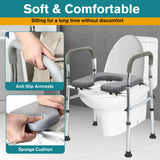 vessgra 3-in-1 Raised Toilet Seat with Padded Cushion, Adjustable Height Shower Chair & Safety Frame, 300 lbs Capacity for Seniors, Disabled, Pregnant