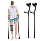 Vessgra Adjustable Forearm Crutches for Adults, Lightweight Foldable Aluminum Walking Crutches with Ergonomic Handle, 10-Level Height, Anti-Drop Cuff & Non-Slip Tips (1 Pair)