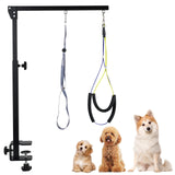 Adjustable Pet Grooming Arms with Anti-Slip Powerful Metal Clamp, Portable Pet Grooming Arm for Table with 1 Loop Noose & Two No Sit Haunch Holder, W/O TABLE