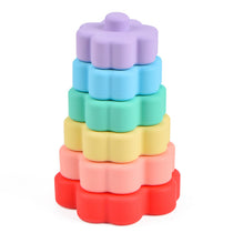 Baby Silicone Stacking Tower，Infant Sensory Stacking Toy，Silicone Baby Stacking Rings，Educational Stacking Playset，Soft and Safe Stacking Tower