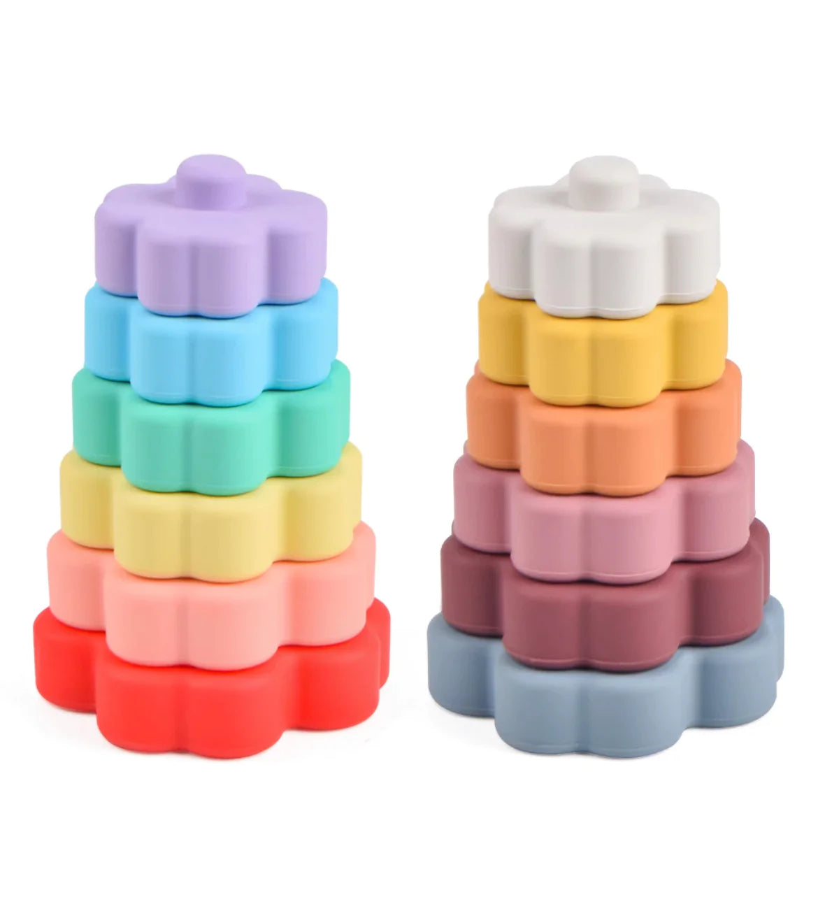 Baby Silicone Stacking Tower，Infant Sensory Stacking Toy，Silicone Baby Stacking Rings，Educational Stacking Playset，Soft and Safe Stacking Tower
