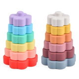 Baby Silicone Stacking Tower，Infant Sensory Stacking Toy，Silicone Baby Stacking Rings，Educational Stacking Playset，Soft and Safe Stacking Tower