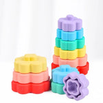 Baby Silicone Stacking Tower，Infant Sensory Stacking Toy，Silicone Baby Stacking Rings，Educational Stacking Playset，Soft and Safe Stacking Tower