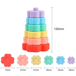 Baby Silicone Stacking Tower，Infant Sensory Stacking Toy，Silicone Baby Stacking Rings，Educational Stacking Playset，Soft and Safe Stacking Tower