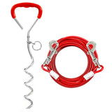 Dog Stake and Tie Out Cable with Spring for Medium Large Dog - Red, 125lbs 10ft