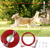 Dog Tie Out Runner for Yard, Dog Trolley System 75FT Dog Lead with 10FT Dog Runner Line, Dog Zipline Heavy Duty Dog Run Cable for Large Dogs 125lbs, Red