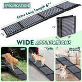 Furggis 67" Foldable Dog Ramps Large Dogs, Dog Car Ramp with Non-Slip Rug Surface, Pet Ramp Stairs Portable,Dog Steps for Medium & Large Dogs Up to 220 LBS Get Into a Car, SUV & Truck