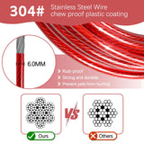 Furggis 10ft Dog Leash Chew Proof, Tie Out Cable for Dogs Heavy Duty with Comfortable Padded Handle for Dogs Up to 125lbs, Red