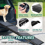 Furggis 67" Foldable Dog Ramps Large Dogs, Dog Car Ramp with Non-Slip Rug Surface, Pet Ramp Stairs Portable,Dog Steps for Medium & Large Dogs Up to 220 LBS Get Into a Car, SUV & Truck