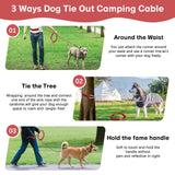 Furggis 10ft Dog Leash Chew Proof, Tie Out Cable for Dogs Heavy Duty with Comfortable Padded Handle for Dogs Up to 125lbs, Red