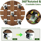 vessgra 2-Pack Wooden Plant Caddy with Lockable Wheels, 12-Inch Pine Wood Rolling Plant Stand, 170 lbs Capacity, 360° Swivel, Indoor Outdoor Pot Stand