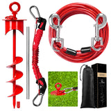Furggis Heavy Duty Dog Tie Out Stake with 20FT Cable, Shock Absorbing Bungee Tether, Rust Proof Ground Anchor for Yard, Camping & Outdoor, Holds up to 360 Lbs