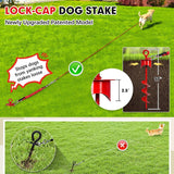 Furggis Heavy Duty Dog Tie Out Stake with 20FT Cable, Shock Absorbing Bungee Tether, Rust Proof Ground Anchor for Yard, Camping & Outdoor, Holds up to 360 Lbs