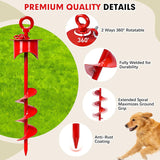 Furggis Heavy Duty Dog Tie Out Stake with 20FT Cable, Shock Absorbing Bungee Tether, Rust Proof Ground Anchor for Yard, Camping & Outdoor, Holds up to 360 Lbs