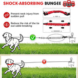 Furggis Heavy Duty Dog Tie Out Stake with 20FT Cable, Shock Absorbing Bungee Tether, Rust Proof Ground Anchor for Yard, Camping & Outdoor, Holds up to 360 Lbs
