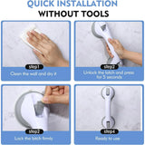 Vessgra 2-Pack Shower Grab Bars for Seniors, 250 LB Heavy Duty Suction Cup Handles, Non-Slip Bathroom Safety Handrail for Elderly, Handicap, Shower, Bathtub