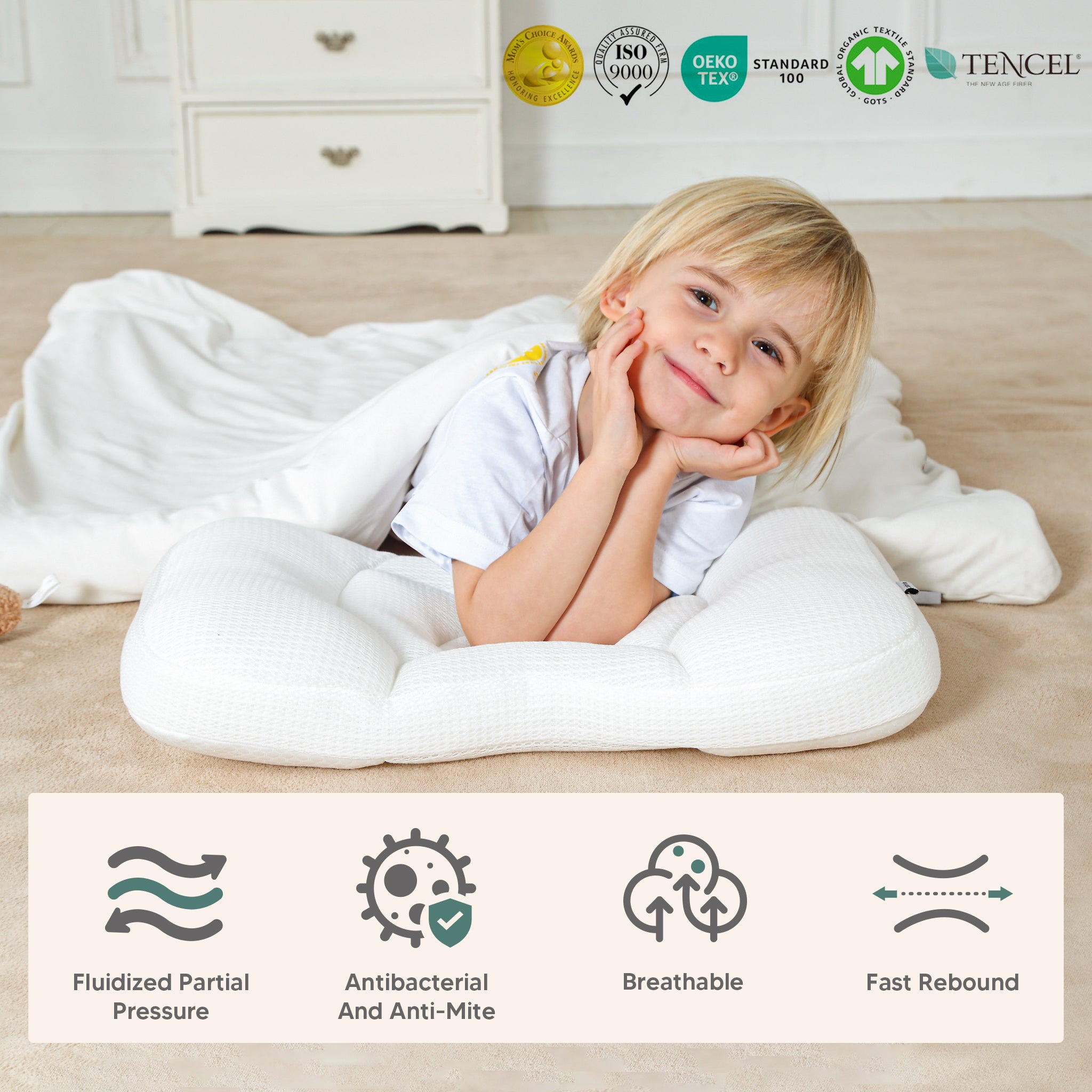 Coalahola Toddler Pillow，Safe and Non-Toxic Toddler Pillow，Toddler Pillow with Washable Cover，Gentle Toddler Pillow for Sensitive Skin，Toddler Pillow to Prevent Neck Strain