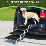 Extra Wide Dog Car Stairs for Large Dogs, Foldable Pet Steps Aluminum Dog Ramps 4 Steps Dog Stairs, Support 150 to 200 lbs