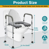 vessgra 3-in-1 Raised Toilet Seat with Padded Cushion, Adjustable Height Shower Chair & Safety Frame, 300 lbs Capacity for Seniors, Disabled, Pregnant