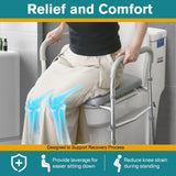 vessgra 3-in-1 Raised Toilet Seat with Padded Cushion, Adjustable Height Shower Chair & Safety Frame, 300 lbs Capacity for Seniors, Disabled, Pregnant