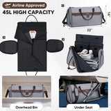 Convertible Garment Duffle Bags for Travel, Carry On Garment Bag for Men Women, with Shoes Compartment, 2 in 1 Travel Suit Bag, Foldable Duffel Bag with Detachable Shoulder Strap