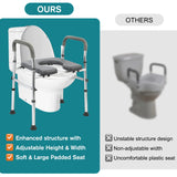 vessgra 3-in-1 Raised Toilet Seat with Padded Cushion, Adjustable Height Shower Chair & Safety Frame, 300 lbs Capacity for Seniors, Disabled, Pregnant
