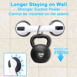 Vessgra 2-Pack Shower Grab Bars for Seniors, 250 LB Heavy Duty Suction Cup Handles, Non-Slip Bathroom Safety Handrail for Elderly, Handicap, Shower, Bathtub