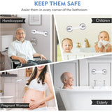 Vessgra 2-Pack Shower Grab Bars for Seniors, 250 LB Heavy Duty Suction Cup Handles, Non-Slip Bathroom Safety Handrail for Elderly, Handicap, Shower, Bathtub